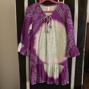 CoolChange Kids Girls Dress/Coverup in Purple/Green Boho Print.Size 6.